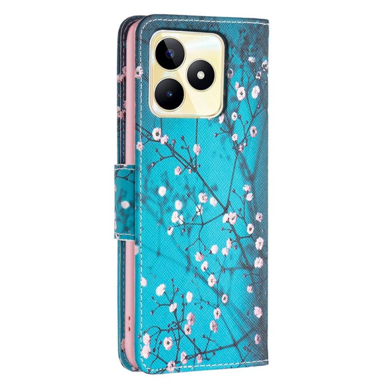 Lederhüllen Realme C53 Handyhülle Pflaumenblüten