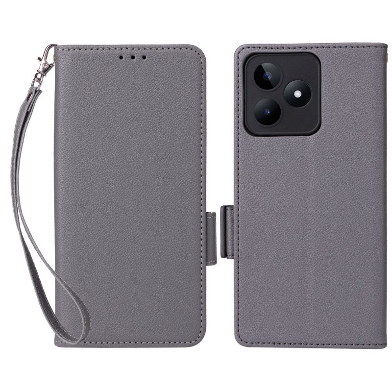 Lederhüllen Realme C53 Handyhülle Ultradünn Mit Trageband