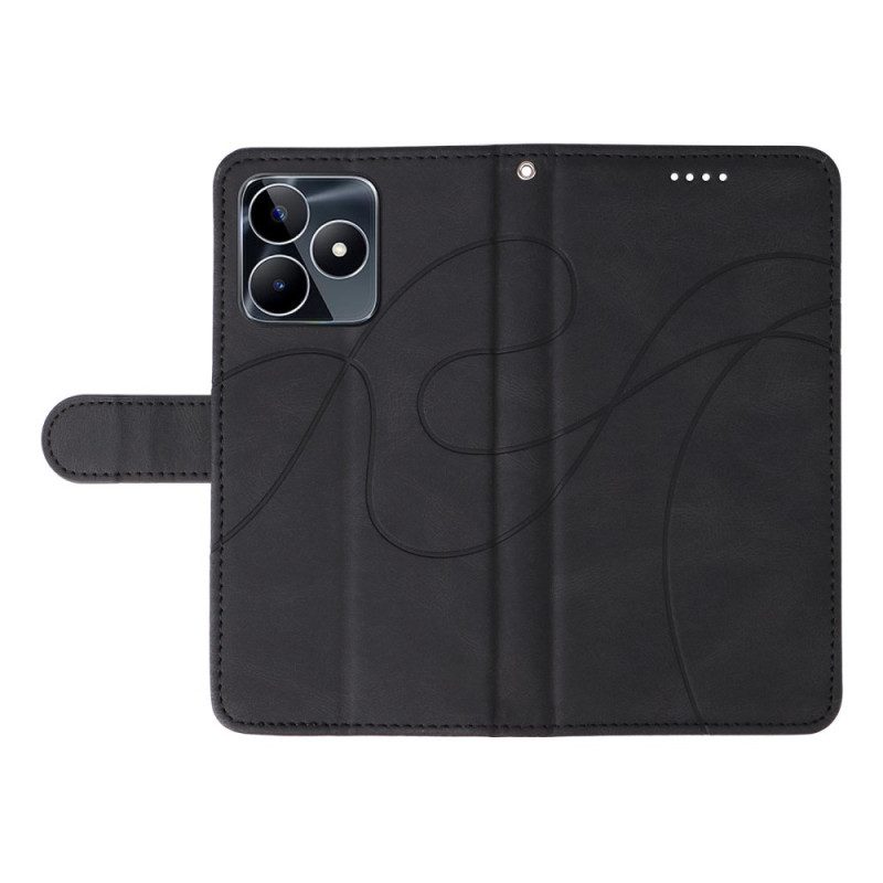 Lederhüllen Realme C53 Handyhülle Wellenlinien