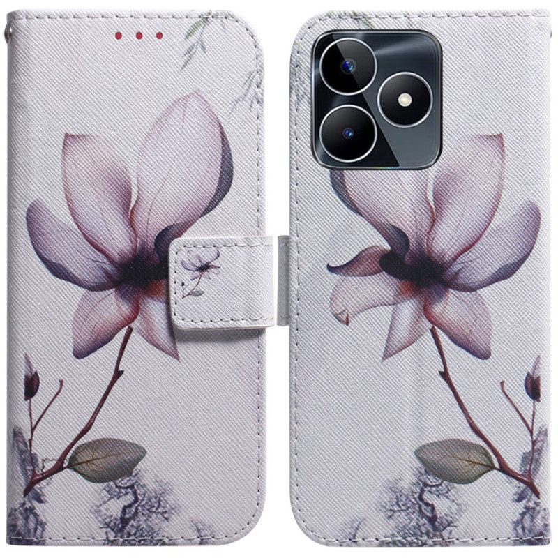 Lederhüllen Realme C53 Rosa Blume