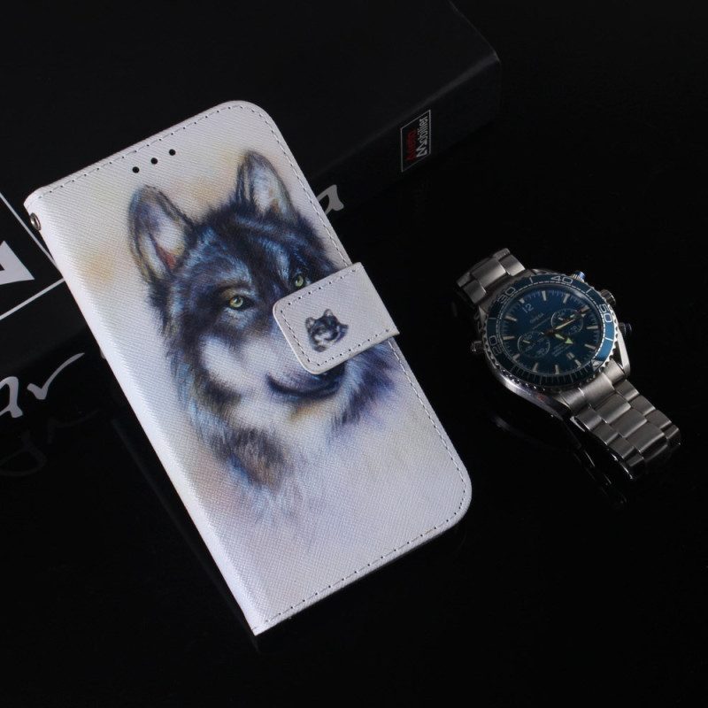 Lederhüllen Realme C53 Wolf-aquarell