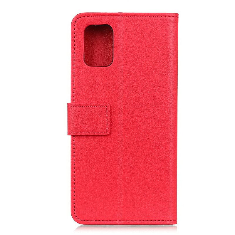 Flip Case Für Xiaomi Redmi 9T Einfacher Glänzender Ledereffekt