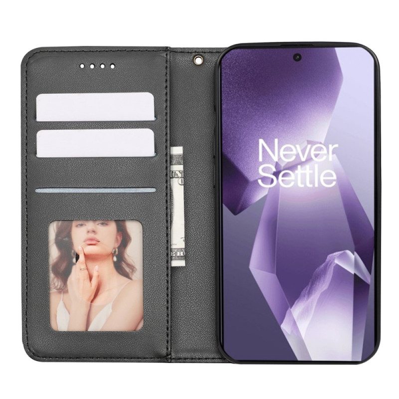 Flip Case Oneplus 13r Geldbörse Mit Riemen Und Karomuster