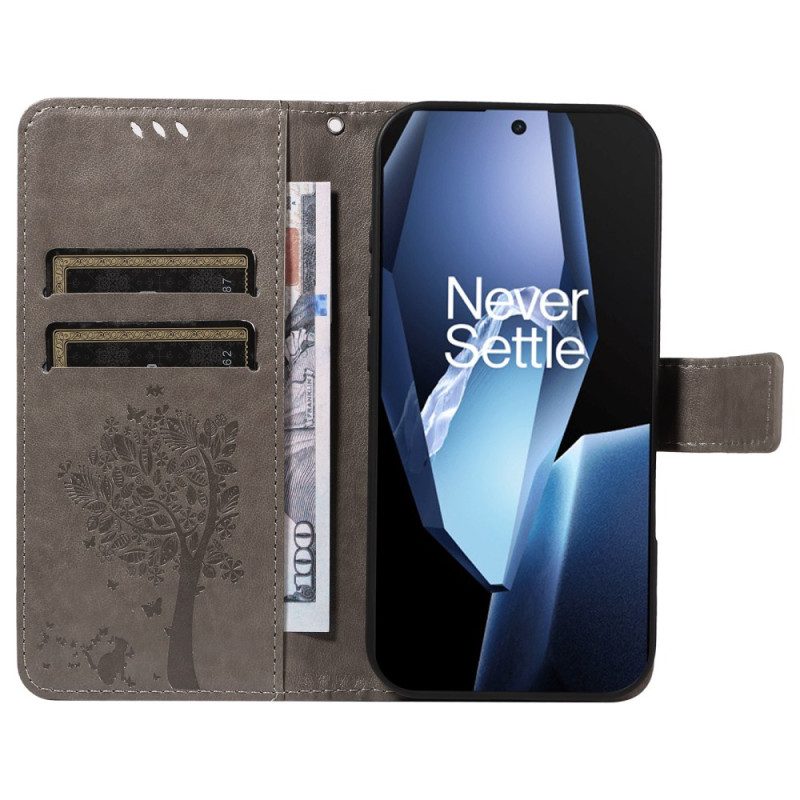 Lederhüllen Für Oneplus 13r Baum Und Katze