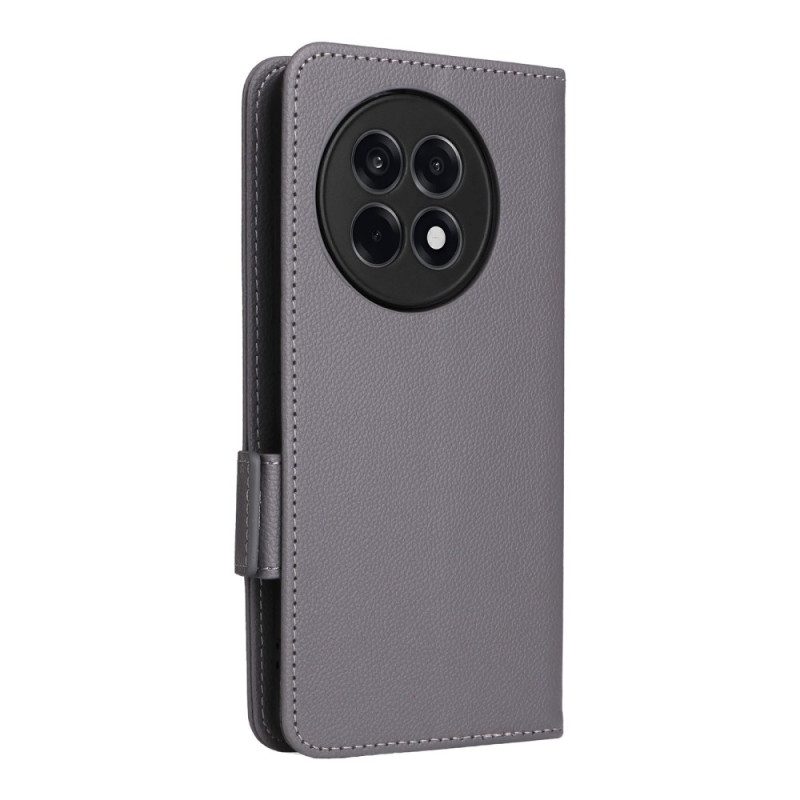 Lederhüllen Für Oneplus 13r Litschi-textur Mit Riemen