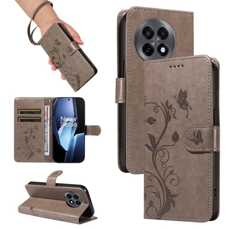 Lederhüllen Oneplus 13r Armband Mit Blumenmuster