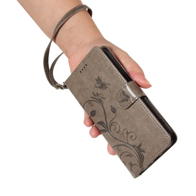 Lederhüllen Oneplus 13r Armband Mit Blumenmuster