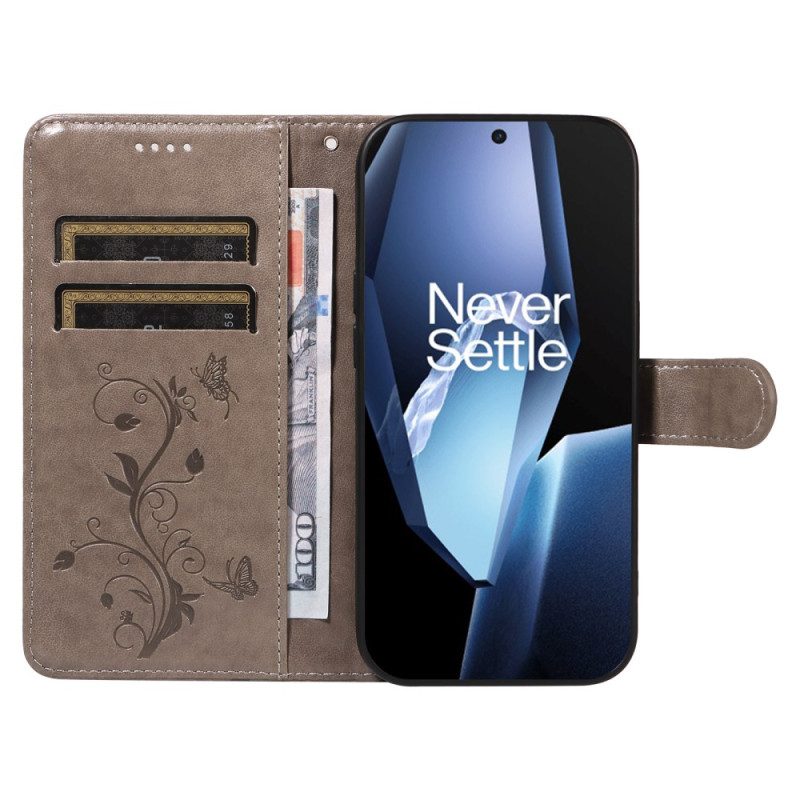 Lederhüllen Oneplus 13r Armband Mit Blumenmuster