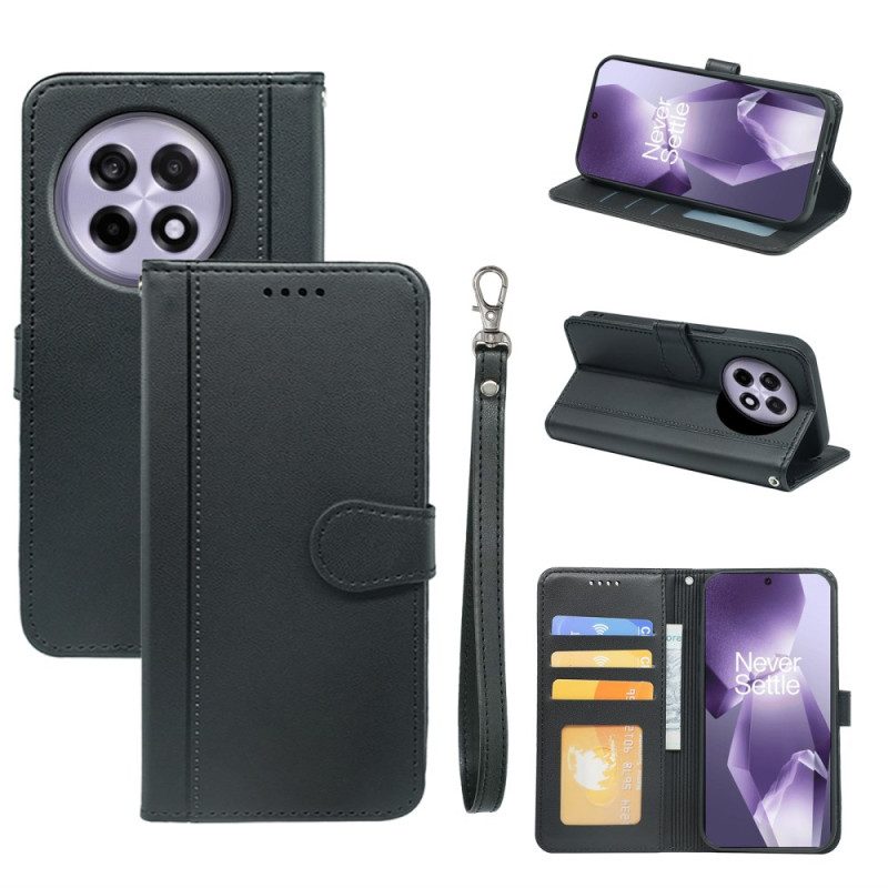 Lederhüllen Oneplus 13r Geldbörse Mit Riemen Und Zwei Kartenfächern