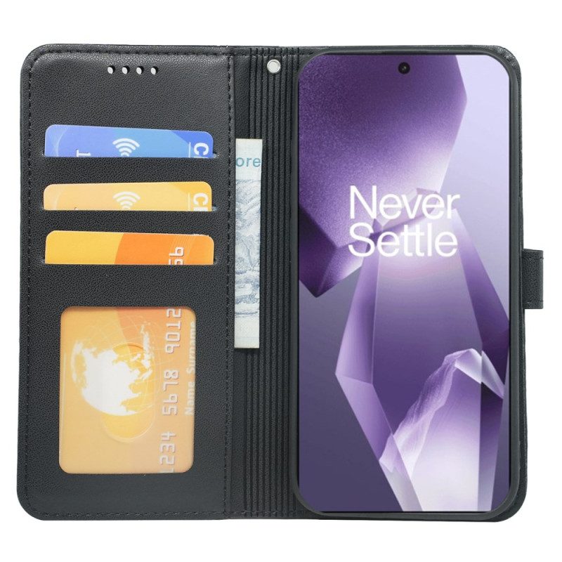 Lederhüllen Oneplus 13r Geldbörse Mit Riemen Und Zwei Kartenfächern