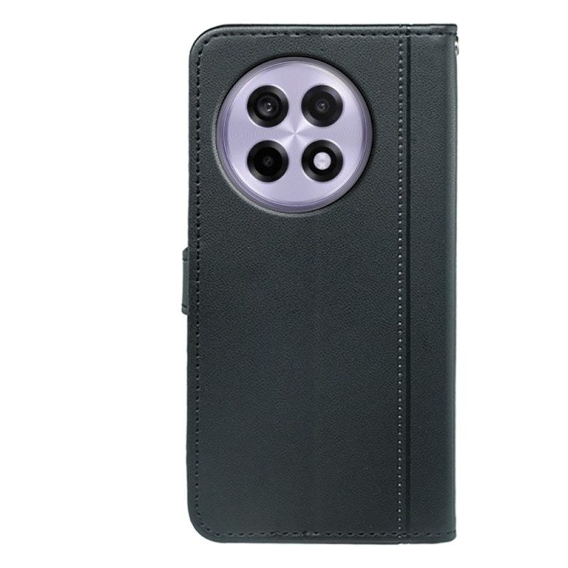 Lederhüllen Oneplus 13r Geldbörse Mit Riemen Und Zwei Kartenfächern