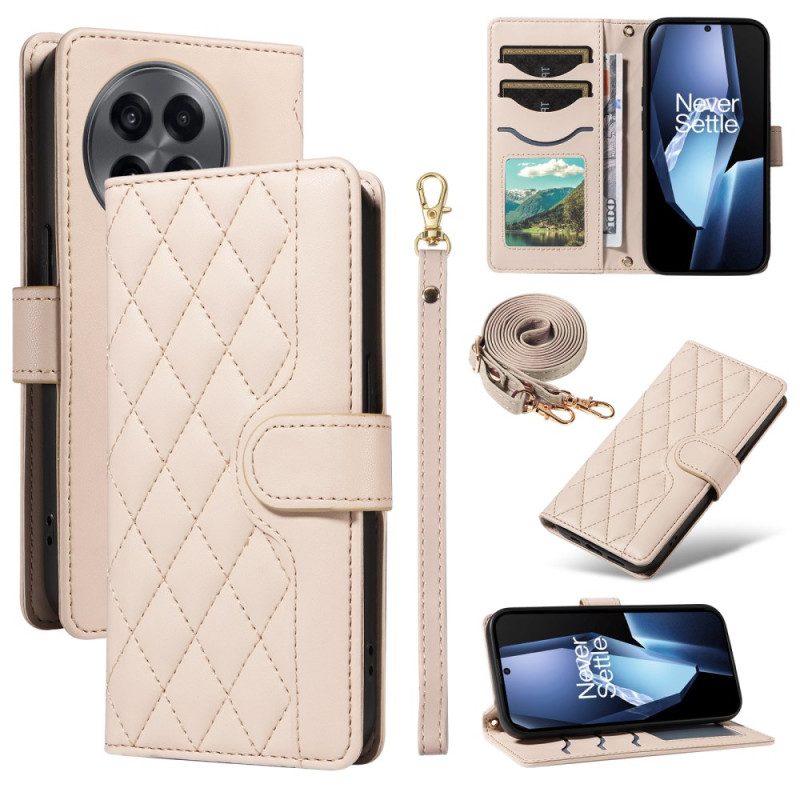 Lederhüllen Oneplus 13r Gesteppt Mit Riemen Und Schulterriemen