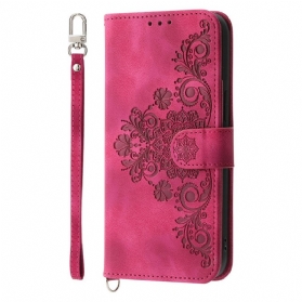 Lederhüllen Oneplus 13r Handyhülle Geldbörse In Wildleder-spitzenoptik Mit Riemen Und Schulterriemen