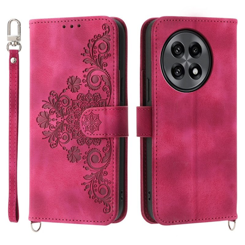 Lederhüllen Oneplus 13r Handyhülle Geldbörse In Wildleder-spitzenoptik Mit Riemen Und Schulterriemen