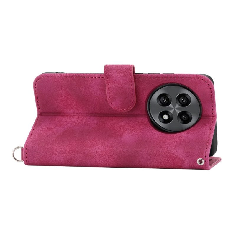 Lederhüllen Oneplus 13r Handyhülle Geldbörse In Wildleder-spitzenoptik Mit Riemen Und Schulterriemen