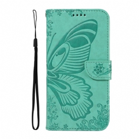 Lederhüllen Oneplus 13r Handyhülle Geldbörse Mit Schmetterlingsdesign Und Riemen