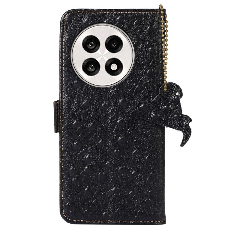 Lederhüllen Oneplus 13r Handyhülle Rfid-schutz Straußenleder