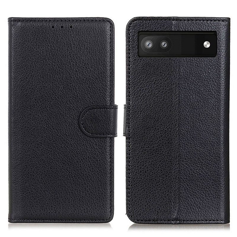 Lederhüllen Für Google Pixel 6A Traditioneller Litschi-lederstil
