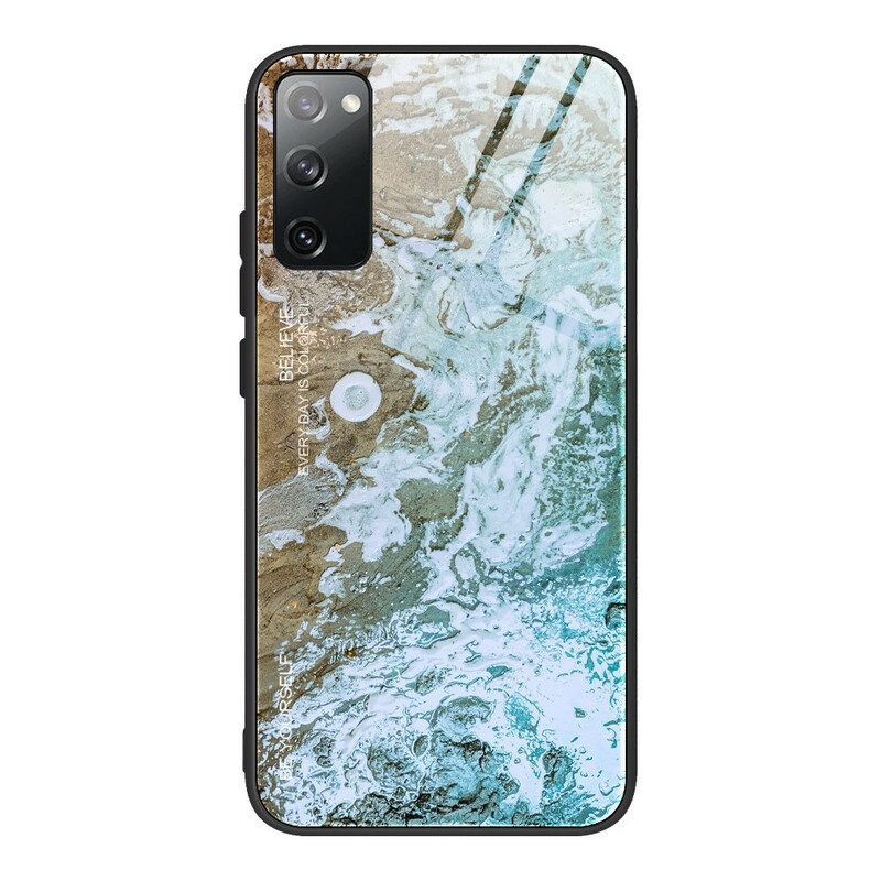 Hülle Für Samsung Galaxy S20 FE Marmorfarben Gehärtetes Glas