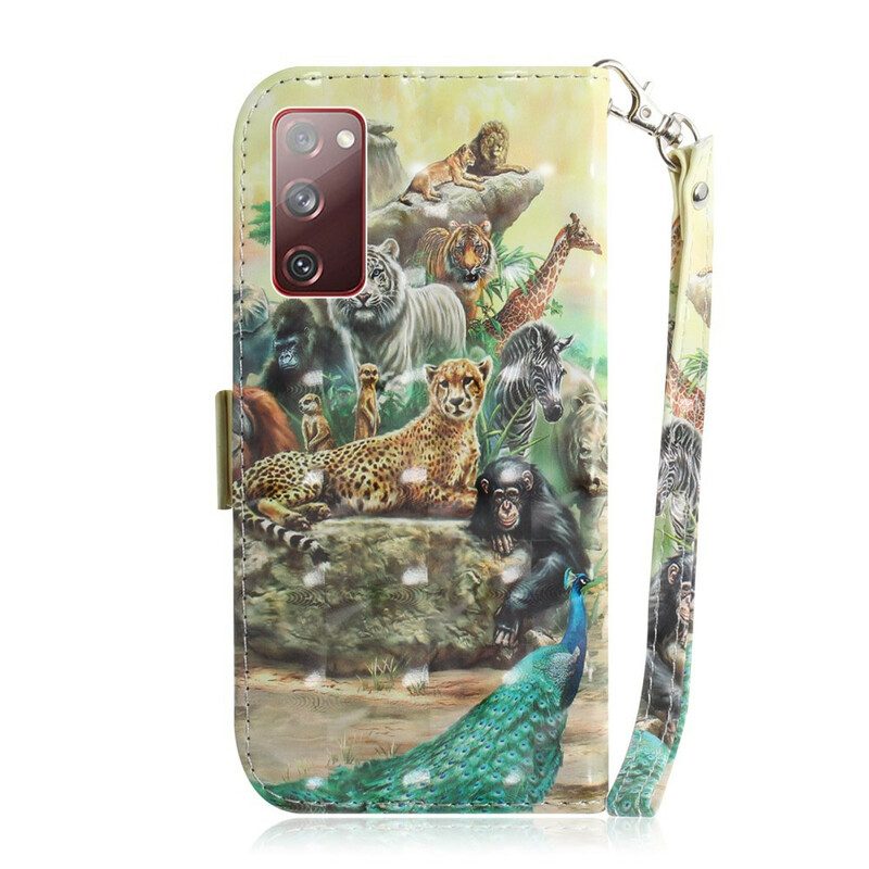 Lederhüllen Für Samsung Galaxy S20 FE Mit Kordel Tanga-safari-tiere