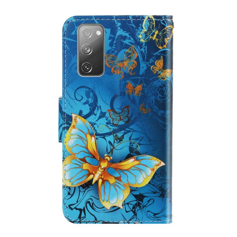 Lederhüllen Für Samsung Galaxy S20 FE Mit Kordel Variationen Von Schmetterlingsriemen