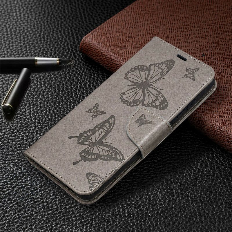 Lederhüllen Für Samsung Galaxy S20 FE Schmetterlinge Im Flug Mit Schlüsselband
