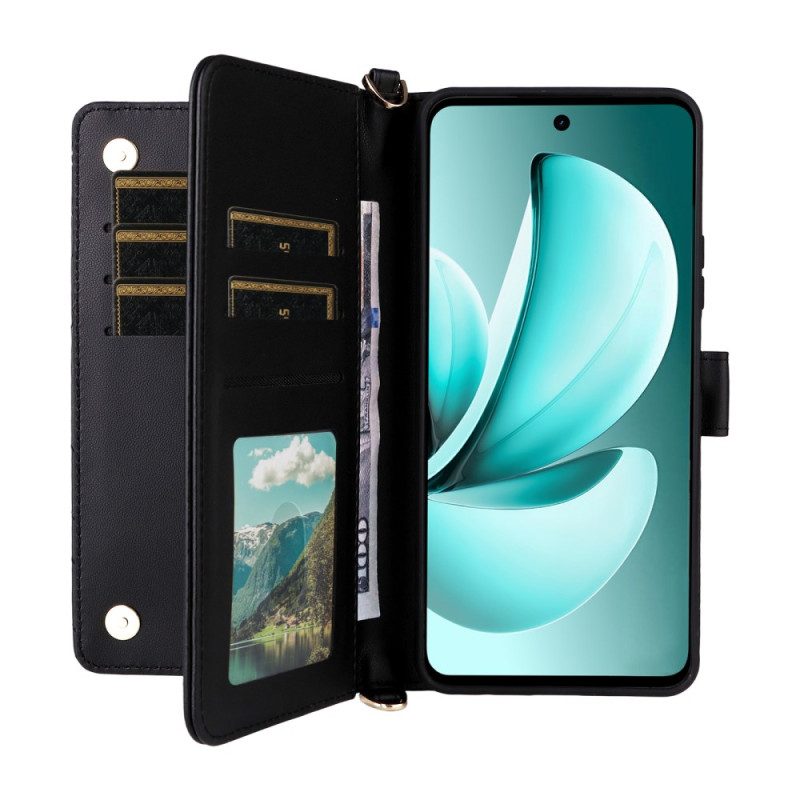 Lederhüllen Realme C71 Gesteppt Mit Schulter- Und Handgelenkschlaufe