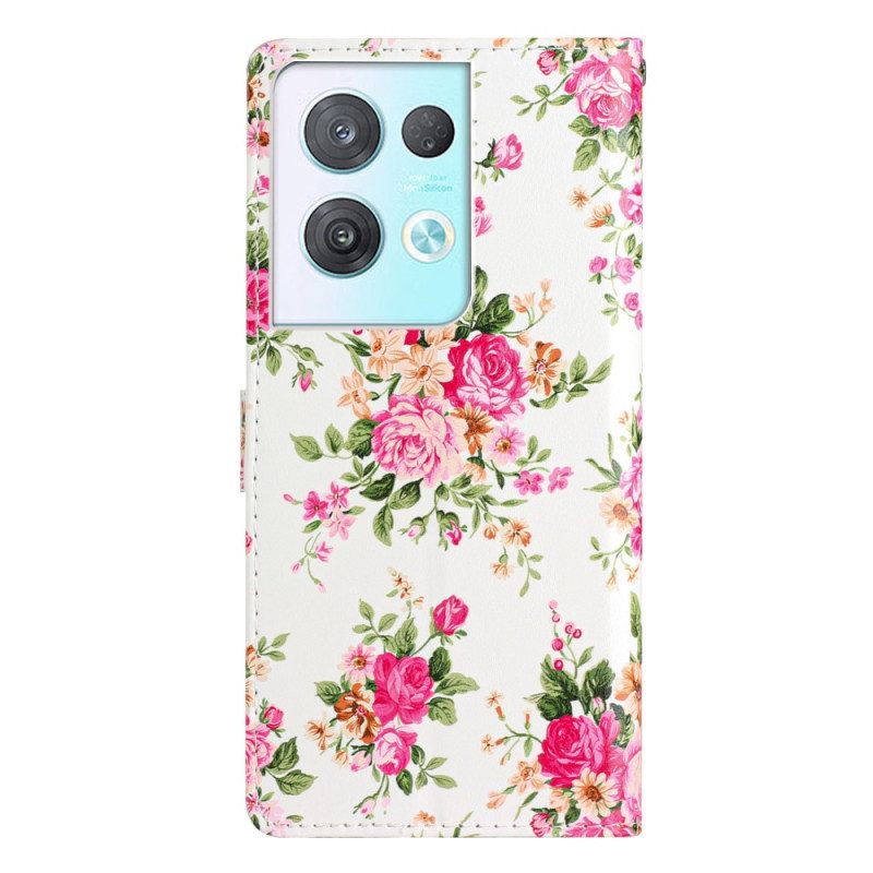 Lederhüllen Für Oppo Reno 8 Pro Mit Kordel Riemen Liberty Flowers