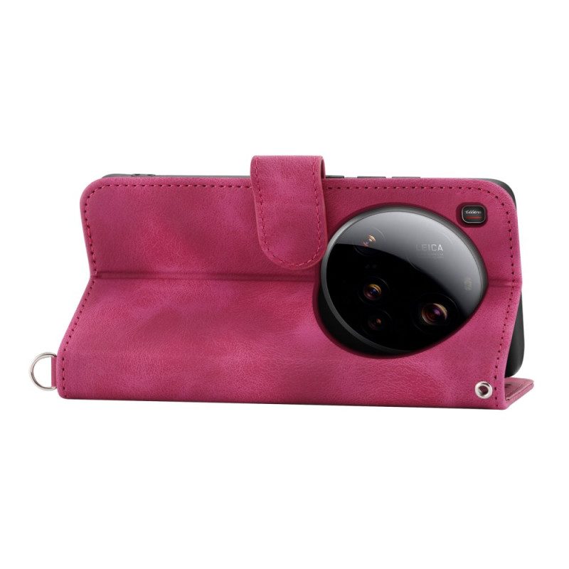 Lederhüllen Für Xiaomi 15 Ultra Blumenmuster Mit Riemen Und Schulterriemen