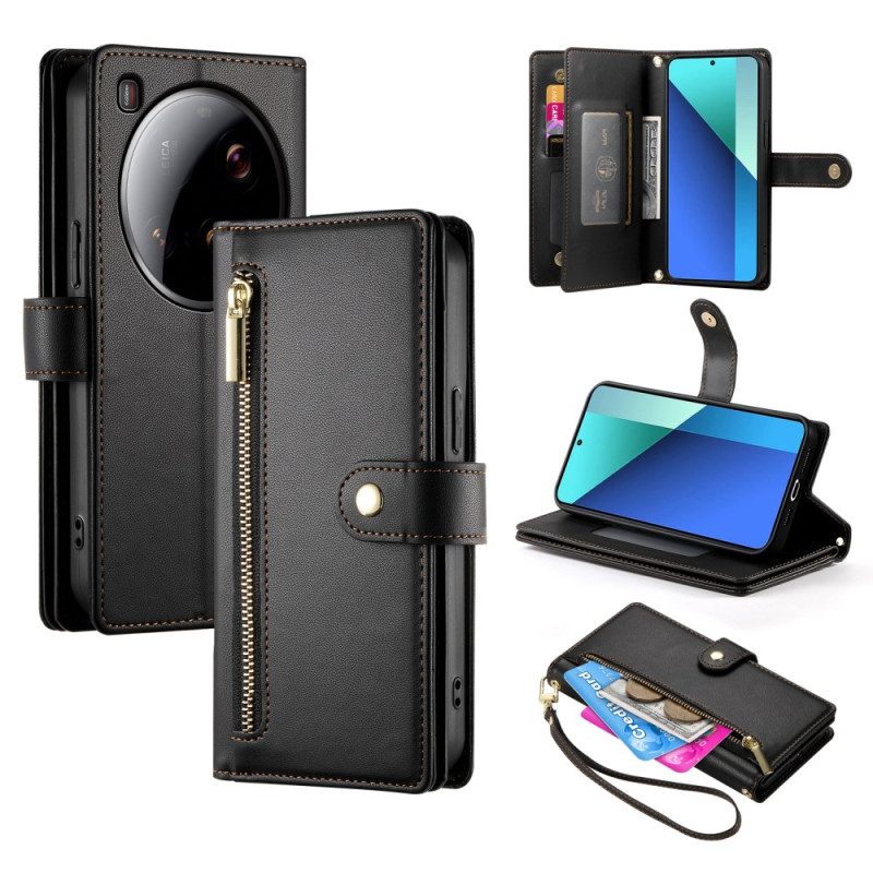 Lederhüllen Für Xiaomi 15 Ultra Geldbörse Mit Riemen Und Schulterriemen