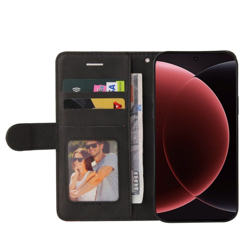 Lederhüllen Für Xiaomi 15 Ultra Zweifarbige Wellenlinien