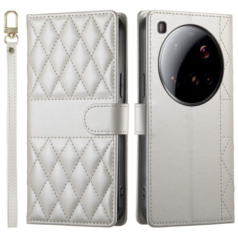 Lederhüllen Xiaomi 15 Ultra Gesteppt Mit Riemen Und Schulterriemen