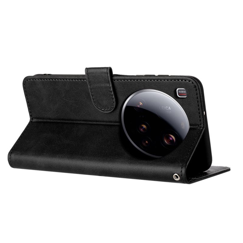 Lederhüllen Xiaomi 15 Ultra Handyhülle Lederarmband-effekt