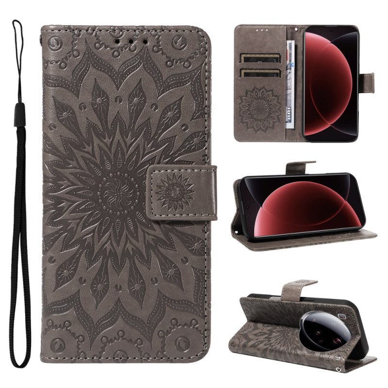 Lederhüllen Xiaomi 15 Ultra Handyhülle Sonnenblumenmuster