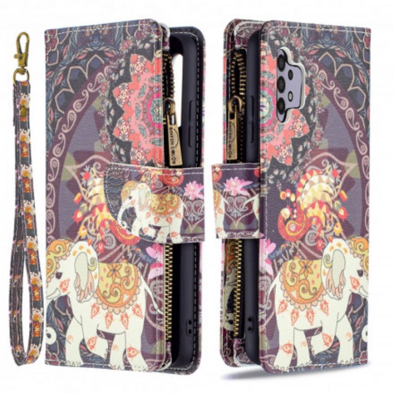 Flip Case Für Samsung Galaxy A32 Elefanten-reißverschlusstasche