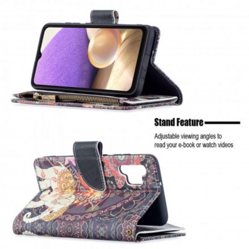 Flip Case Für Samsung Galaxy A32 Elefanten-reißverschlusstasche