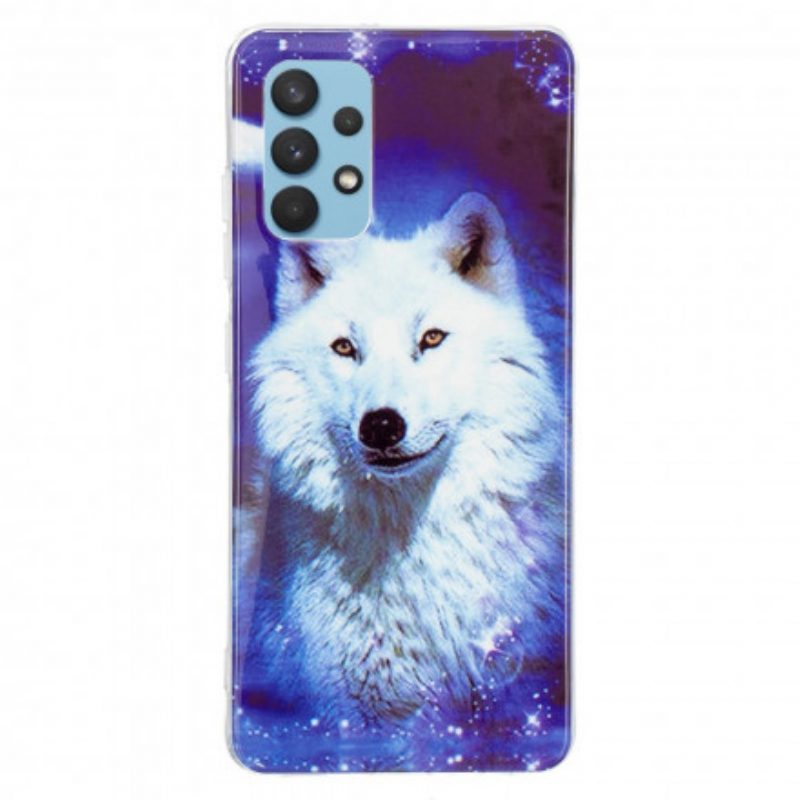 Handyhülle Für Samsung Galaxy A32 Fluoreszierende Wolf-serie