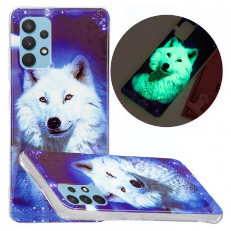 Handyhülle Für Samsung Galaxy A32 Fluoreszierende Wolf-serie