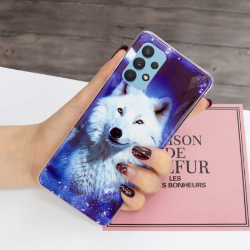 Handyhülle Für Samsung Galaxy A32 Fluoreszierende Wolf-serie