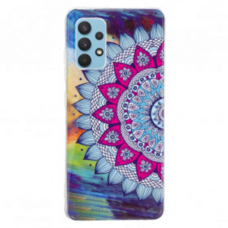 Handyhülle Für Samsung Galaxy A32 Fluoreszierendes Buntes Mandala