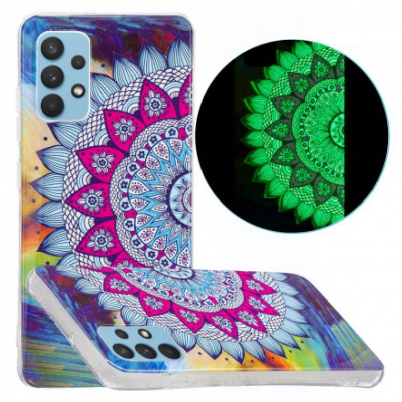 Handyhülle Für Samsung Galaxy A32 Fluoreszierendes Buntes Mandala