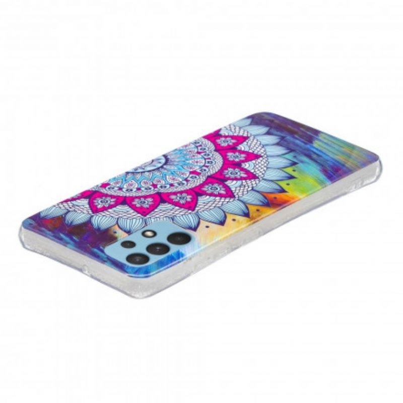 Handyhülle Für Samsung Galaxy A32 Fluoreszierendes Buntes Mandala