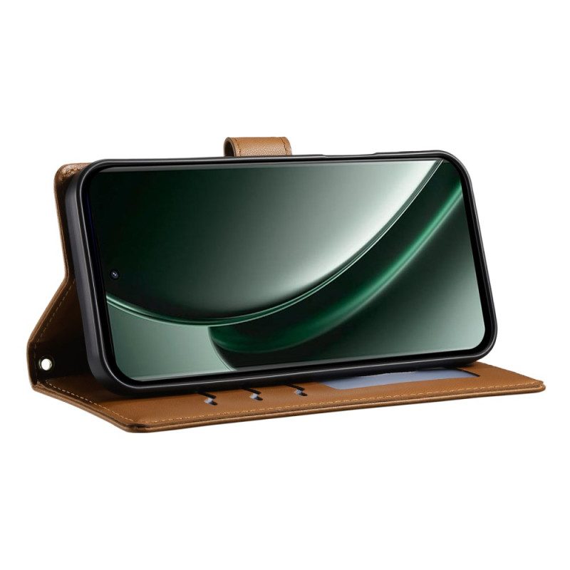 Lederhüllen Für Realme 14 Pro Plus 5g Gesteppt Mit Riemen Und Schulterriemen