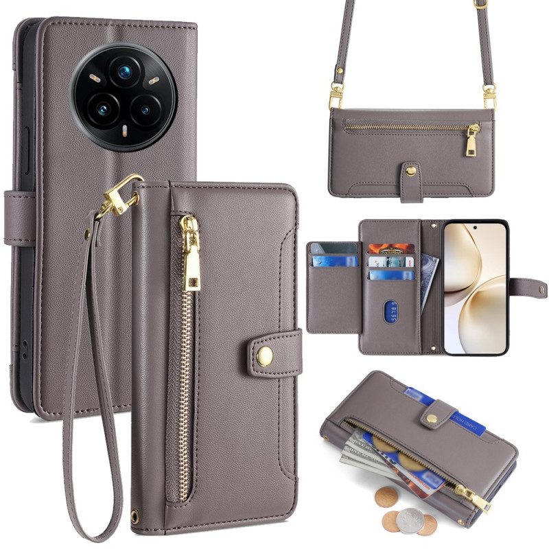 Lederhüllen Realme 14 Pro Plus 5g Geldbörse Mit Umhängeband Und Schulterriemen