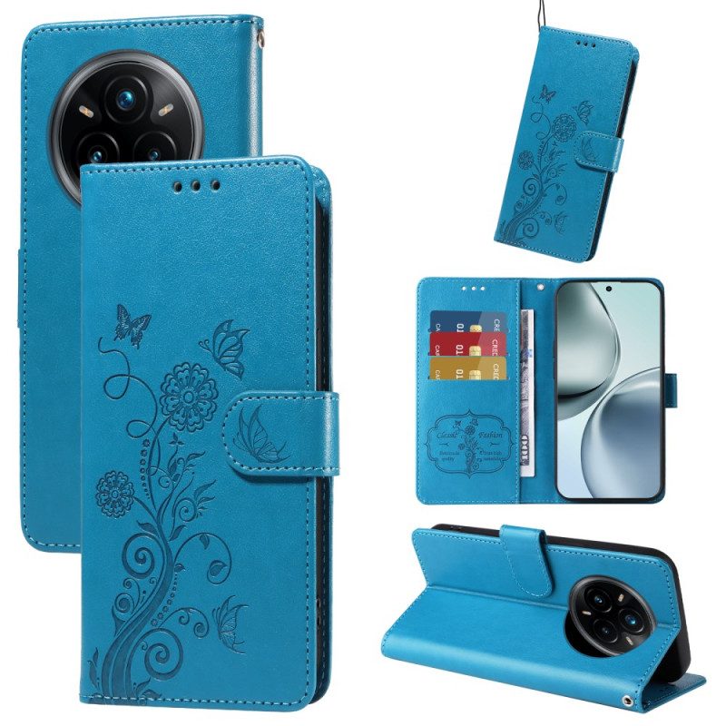 Lederhüllen Realme 14 Pro Plus 5g Handyhülle Blumenmuster