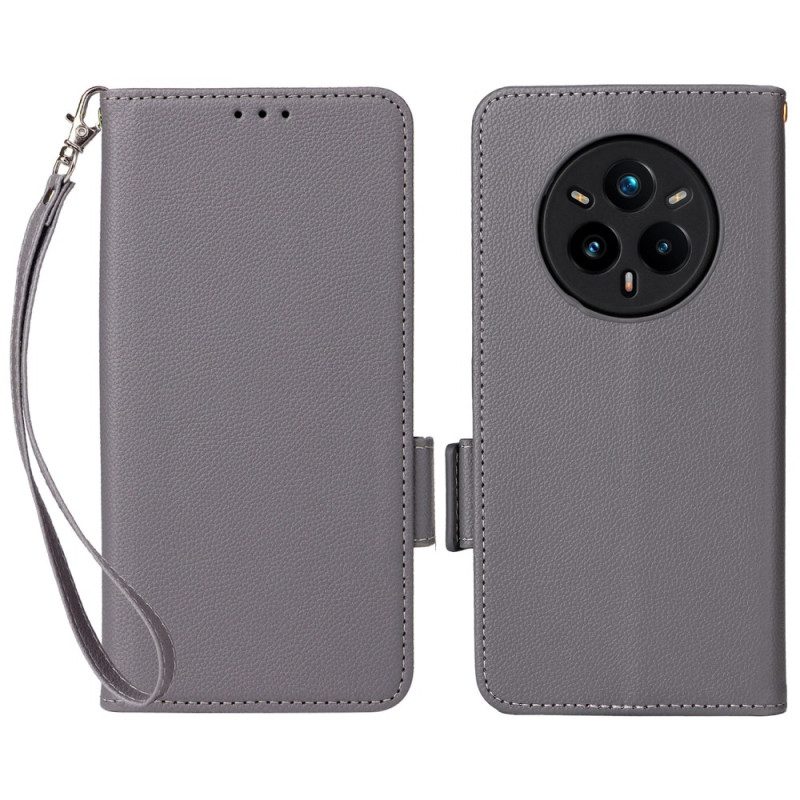 Lederhüllen Realme 14 Pro Plus 5g Kunstleder In Litschi-optik Mit Riemen