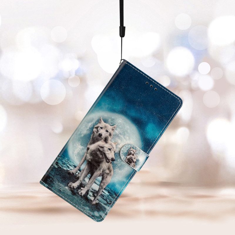 Lederhüllen Für Xiaomi 12 Lite Mit Kordel Schlüsselband Wolf