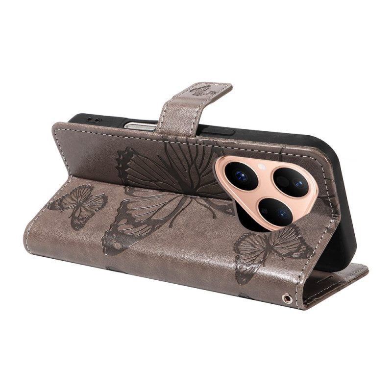 Lederhüllen Huawei Pura 80 Handyhülle Große Schmetterlinge