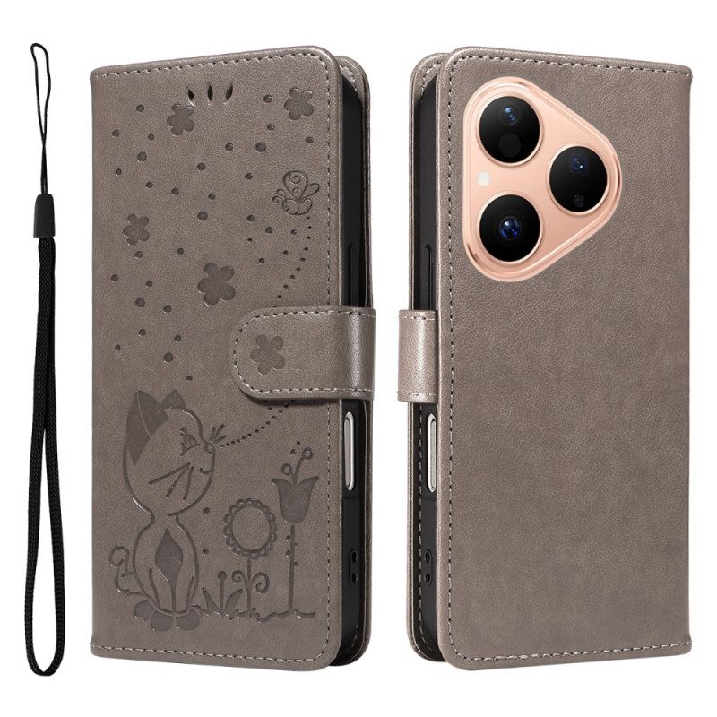 Lederhüllen Huawei Pura 80 Katze Und Biene