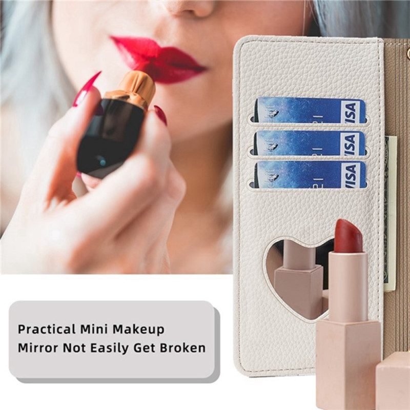 Lederhüllen Huawei Pura 80 Zweifarbig Mit Spiegel Und Kette